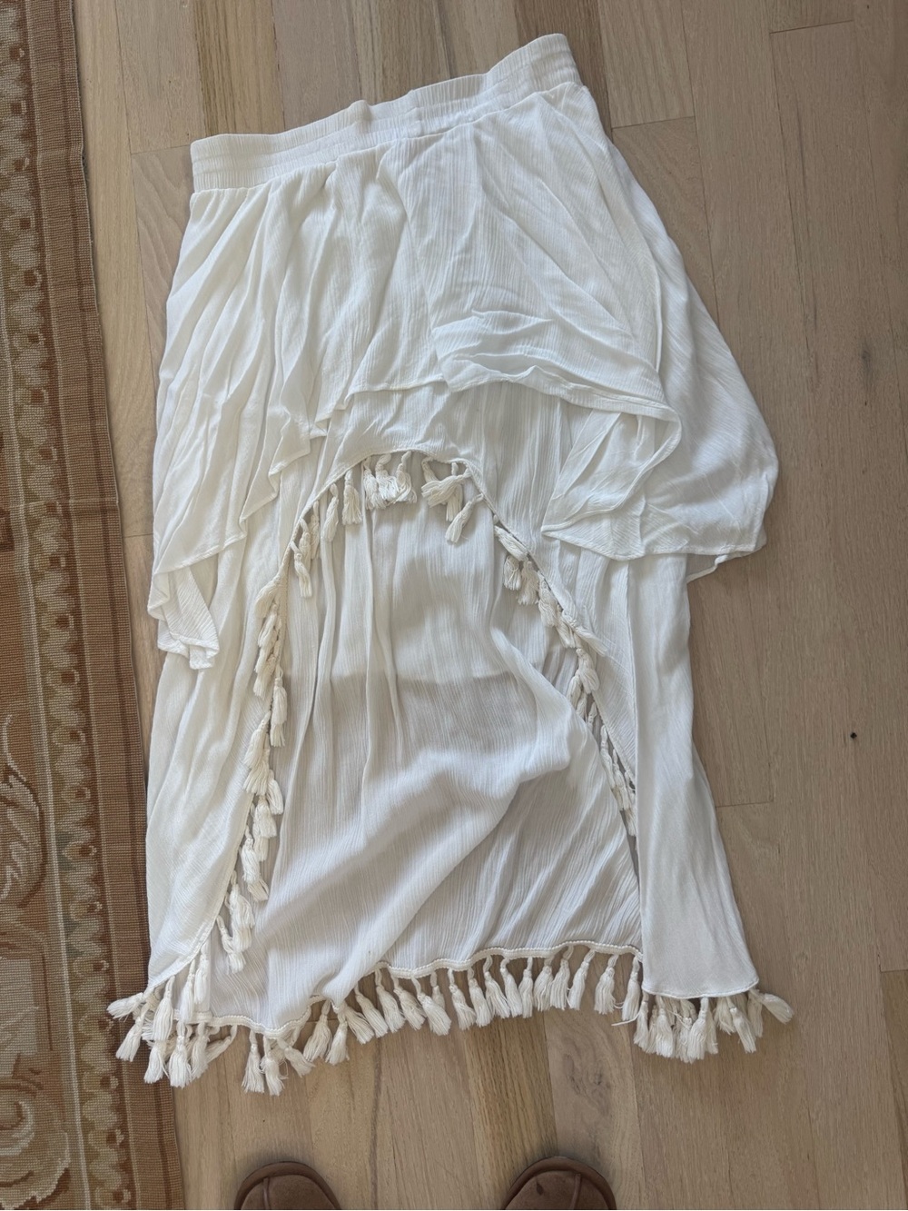Surf Gypsy White Tassel High-Low Skirt